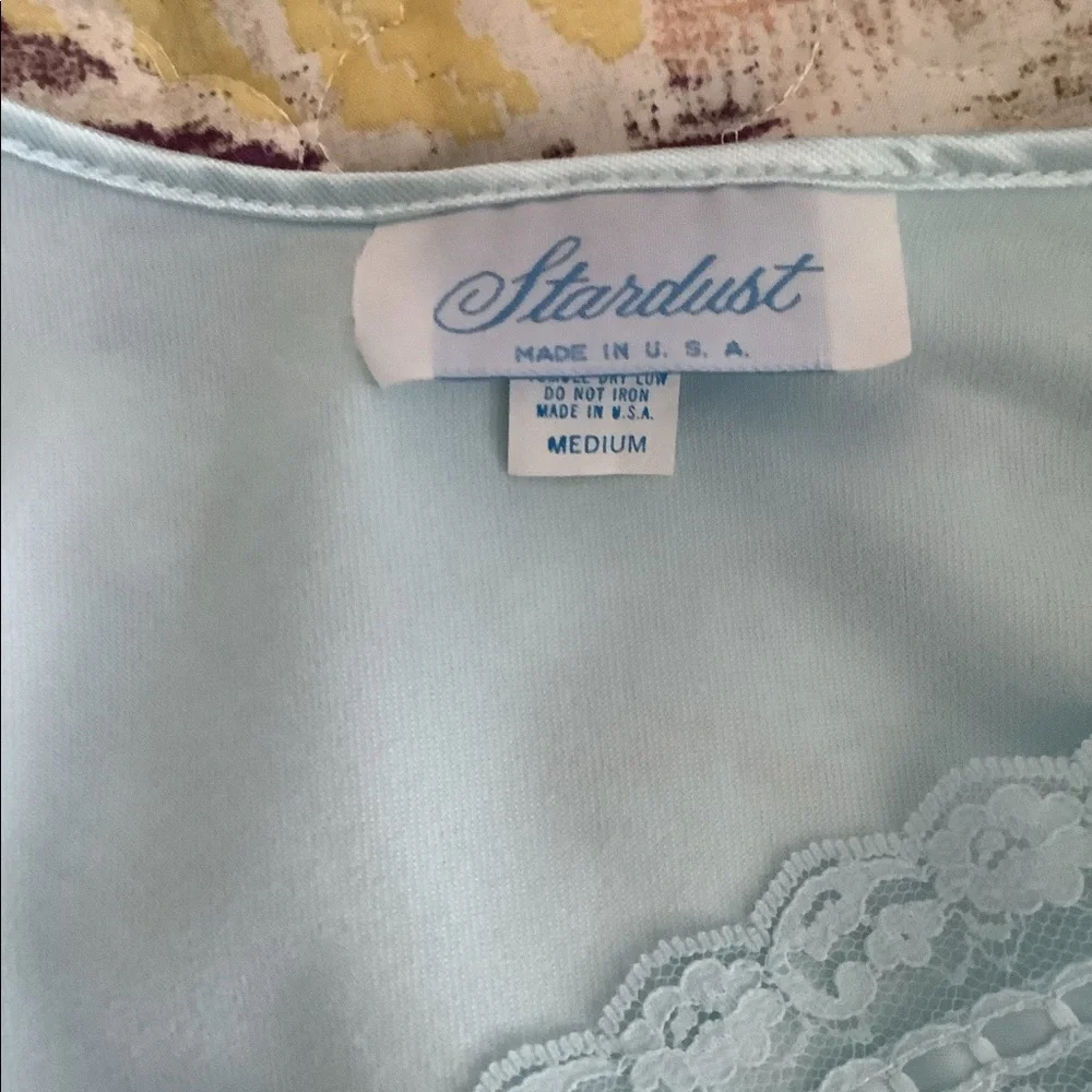 STARDUST Vintage satin babydoll nightgown Balloon Sleeves M lace🌷soft pretty